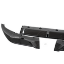 Gloss black 3-piece front bumper lip spoiler installed on a 2020 BMW 7 Series G12