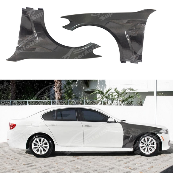 M style real carbon fiber front side vented fender panel on a 2011 BMW F10
