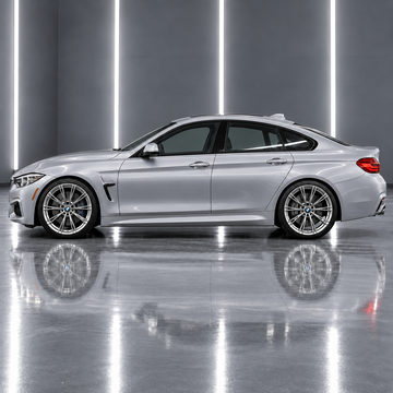 Direct side profile showcasing the sculpted M4-inspired contour lines and widened lower body stance