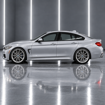 Direct side profile showcasing the sculpted M4-inspired contour lines and widened lower body stance