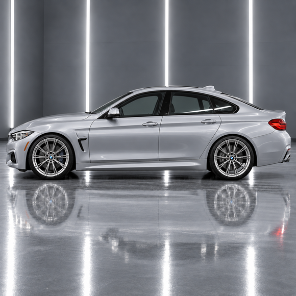 Direct side profile showcasing the sculpted M4-inspired contour lines and widened lower body stance