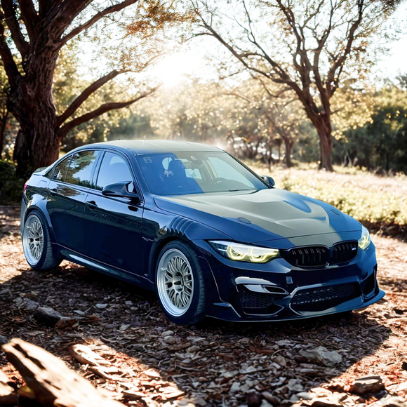 Full side view of a BMW F80 M3 with VTEN front lip and rear splitters