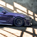 Front view of a BMW F80 M3 with VTEN front lip installed