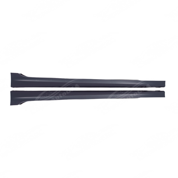 Standalone view of the uninstalled driver and passenger side MP style side skirt extensions