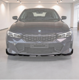 SuperAutoUSA gloss black front bumper lip installed on a 2023 BMW 3 Series G20 LCI