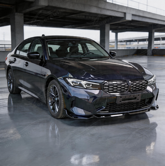 Low angle shot highlighting the aggressive ground-hugging profile of the SuperAutoUSA G20 front lip