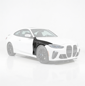 SuperAutoUSA real carbon fiber front body fender vents installed on a 2021 BMW G22 4 Series