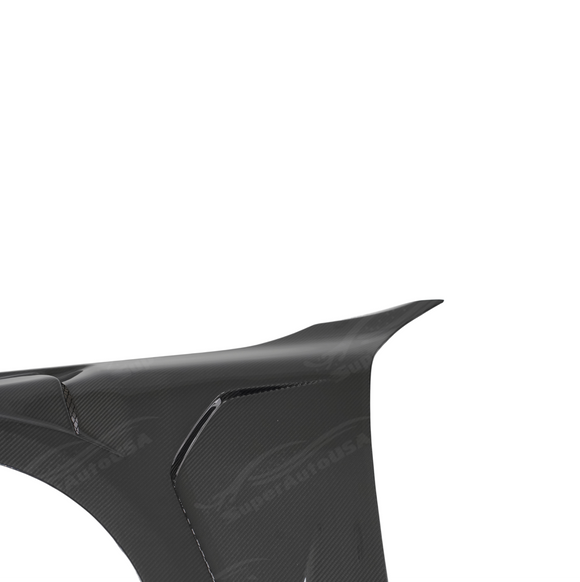 Detailed shot of the UV-resistant high-gloss clear coat on the SuperAutoUSA G22 carbon vents