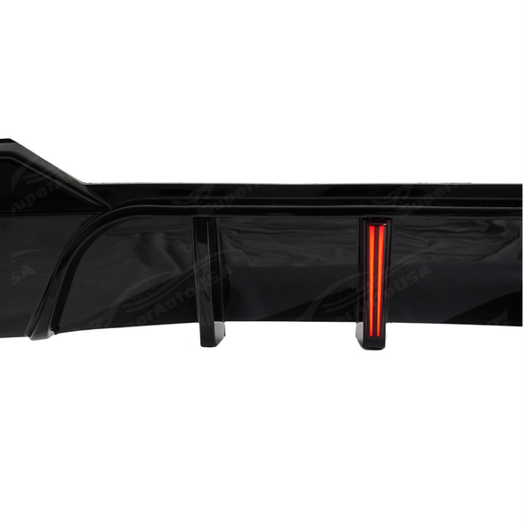 Rear profile showing the deep aerodynamic fins of the SuperAutoUSA G22 gloss black diffuser