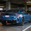 Full rear 3/4 view of a 2023 BMW M440i Coupe featuring the SuperAutoUSA LED diffuser kit