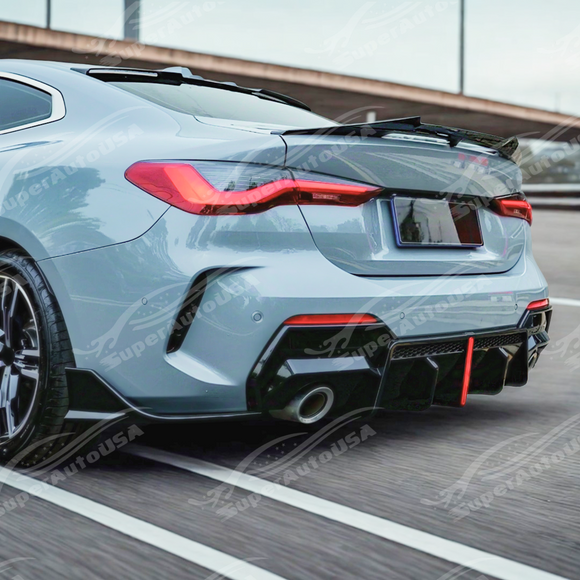 Full rear view of a BMW G22 with diffuser and corner splitters