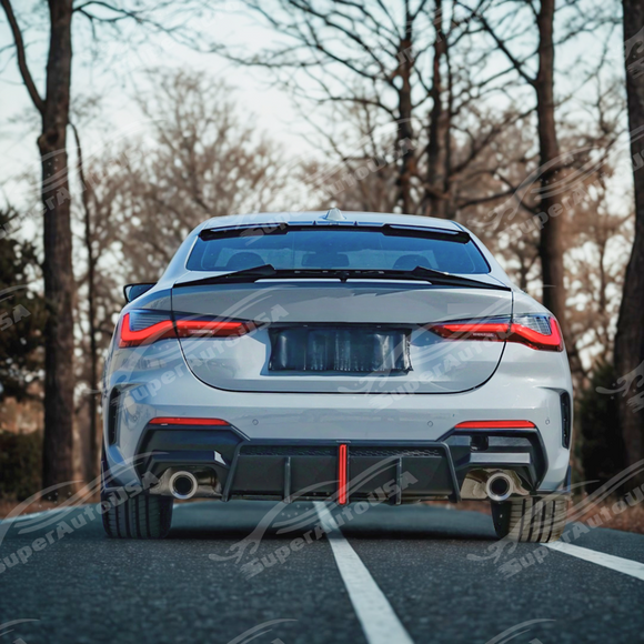 Durable glossy black material of rear diffuser and splitters for G22