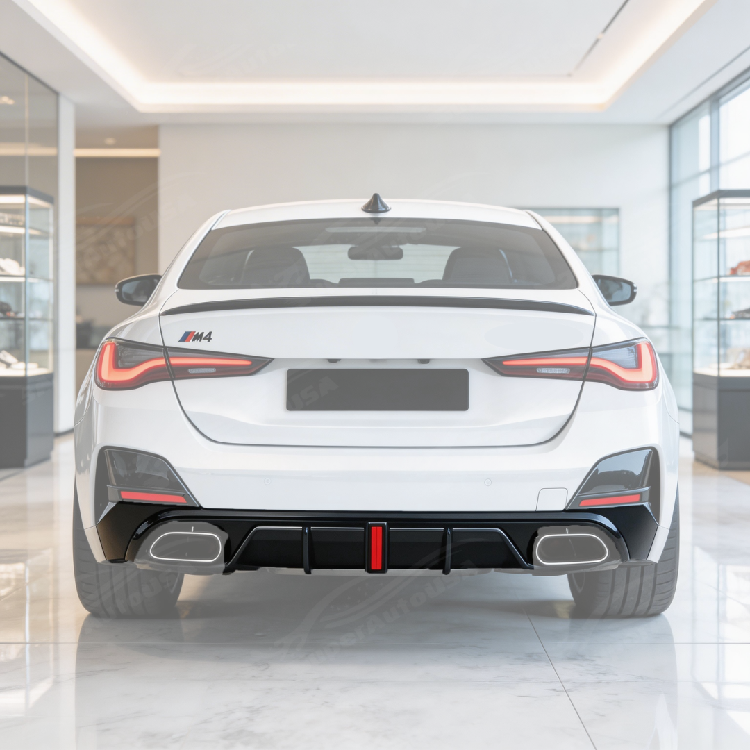 For BMW G26 4 Series 21-26 Gloss Black LED Brake Light Rear Diffuser ...