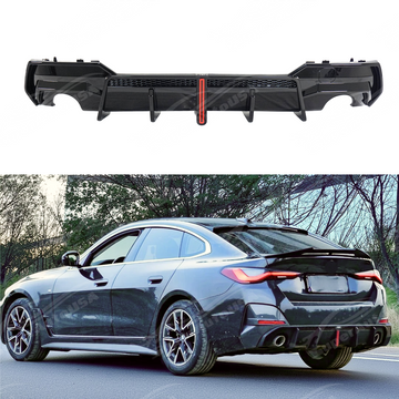 VTEN single exhaust rear diffuser with LED light on a 2021 BMW G26