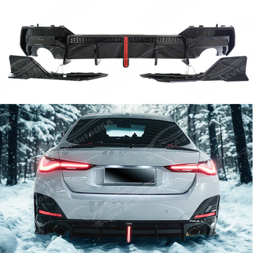 VTEN single exhaust rear diffuser with LED and corner splitter on a 2021 BMW G26