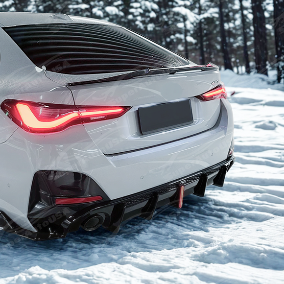 Detailed single exhaust cutout on VTEN rear diffuser with LED and splitters