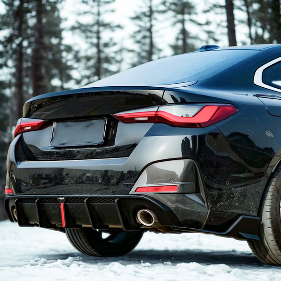 Gloss black VTEN rear diffuser kit for BMW G26 2021-2025 with LED and splitters