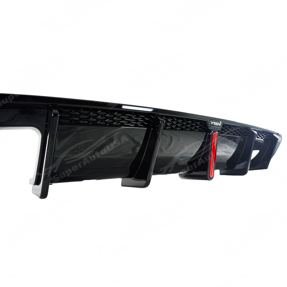 Detailed dual exhaust cutouts on VTEN rear diffuser with LED