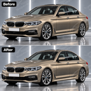 Visual side-by-side comparison between the flatter OEM standard G30 rocker panel and the flared M5 style replacement