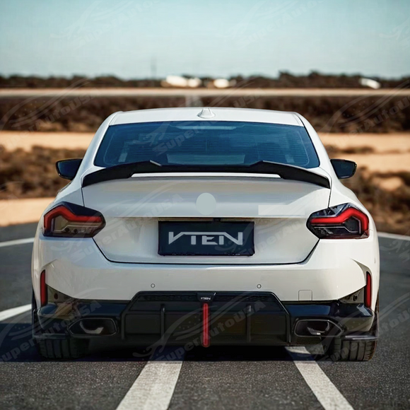 Rear three-quarter view of a G42 with VTEN rear spoiler