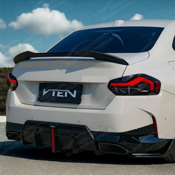 Close-up of the VTEN rear spoiler's aggressive design on G42