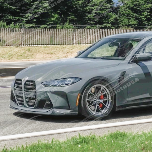 Clean lines of MP style front bumper lower lip spoiler kit on BMW G80 M3