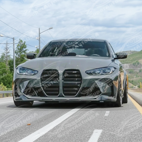 MP style front lip kit on a grey BMW G80 M3