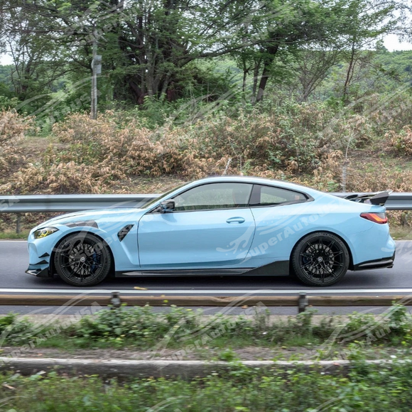 Angled front-side view of G82 showing SuperAutoUSA fender