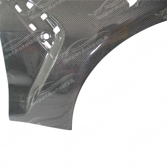 Close-up of the vented design on the SuperAutoUSA carbon fiber fender panel