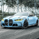 Studio shot highlighting SuperAutoUSA real carbon fiber fender panel on BMW M4