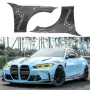 SuperAutoUSA real carbon fiber front side vented fender panel on a 2021 BMW G82 M4
