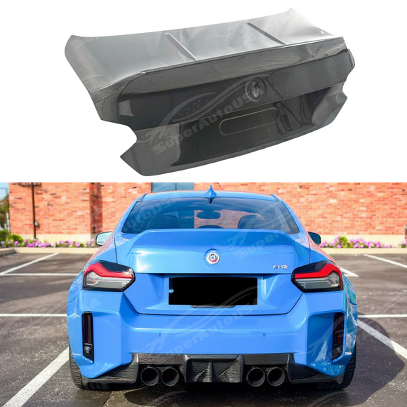 CS style real carbon fiber rear trunk cover on a 2023 BMW G87 M2