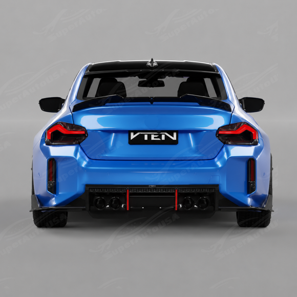 VTEN style gloss black rear roof spoiler by SuperAutoUSA installed on a 2023 BMW M2 G87