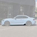 VTEN style gloss black side skirt extensions by SuperAutoUSA installed on a 2023 BMW M2 G87