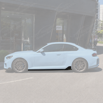 VTEN style gloss black side skirt extensions by SuperAutoUSA installed on a 2023 BMW M2 G87
