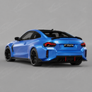 Track-focused stance of the SuperAutoUSA VTEN gloss black spoiler accenting a Toronto Red BMW M2