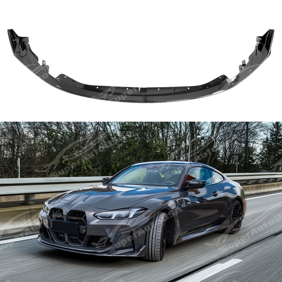 SuperAutoUSA CS style front lower bumper splitter lip car assembly on a 2021 BMW M3 G80