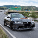 Close-up of the SuperAutoUSA CS style front splitter's design on the G80 bumper