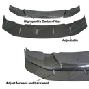 SuperAutoUSA real carbon fiber and fiberglass GTS style front lower bumper splitter lip assembly installed on a BMW M3/M4, showcasing the blend of materials