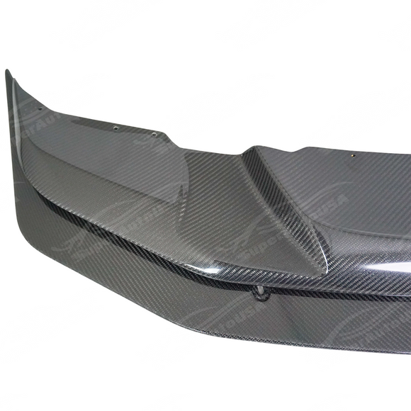 Close-up of the SuperAutoUSA real carbon fiber weave on the M4 GTS style lip