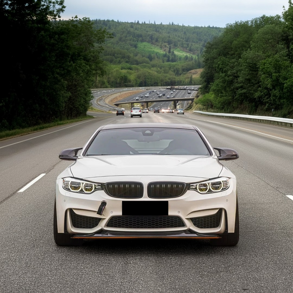 SuperAutoUSA front splitter installation in progress on a 2017 BMW M4