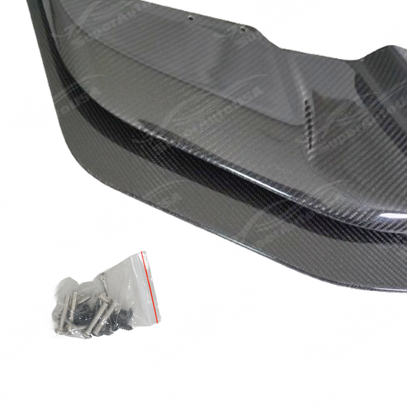 Uninstalled SuperAutoUSA real carbon fiber front splitter, top view