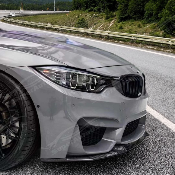 Full front view of a 2015 BMW M3 with new SuperAutoUSA front lip