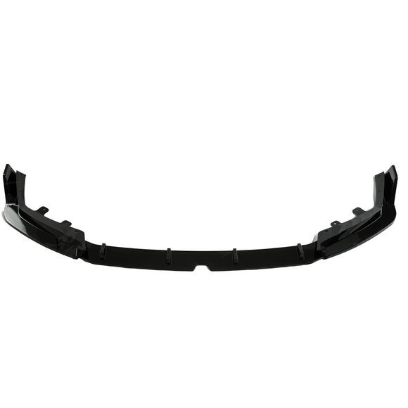 Close-up of the premium mirror-finish gloss black coating on the SuperAutoUSA M5 front splitter