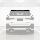 Gloss black rear roof spoiler wing installed on a 2023 BMW X1 U11