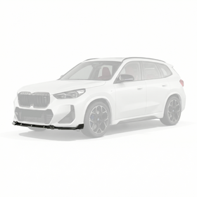 SuperAutoUSA carbon fiber print front bumper lip installed on a 2023 BMW X1 U11