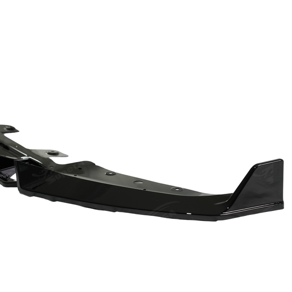 Detailed shot of the UV-resistant high-gloss clear coat on the SuperAutoUSA X1 front lip