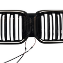 Direct front-facing view of the SuperAutoUSA gloss black illuminated kidney grille for 2017-2024 BMW X3