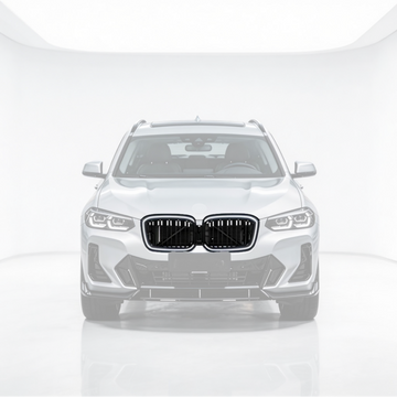 SuperAutoUSA gloss black double-slat LED illuminated grille glowing on a 2018 BMW X3 G01