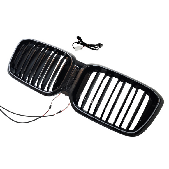 High-intensity LED perimeter glow of the SuperAutoUSA illuminated double-slat grille at night